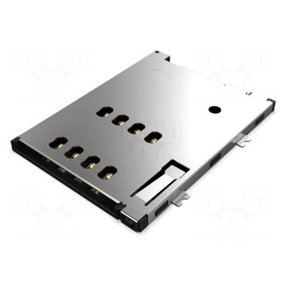 Connector: for cards | Mini SIM | push-push | SMT | gold flash | PIN: 8