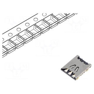 Connector: for cards | Nano SIM | push-pull | SMT | gold flash | PIN: 6