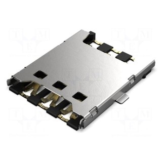 Connector: for cards | Nano SIM | push-pull,with hinged cover | SMT