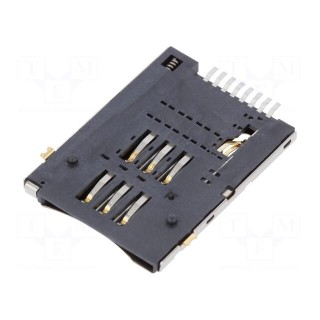 Connector: for cards | SIM | push-push | SMD | gold-plated | PIN: 6 | 250V