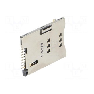 Connector: for cards | SIM | push-push | SMT | gold-plated | 500mA