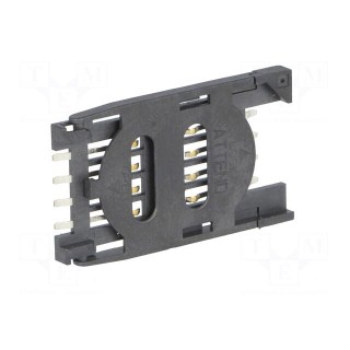 Connector: for cards | SIM | with hinged holder | SMT | gold-plated