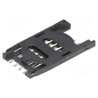 Connector: for cards | SIM | with hinged holder | SMT | gold-plated