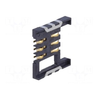 Connector: for cards | SIM | without ejector | SMT | gold flash | PIN: 6