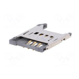 Connector: for cards | SIM | without ejector,with cover | SMT | PIN: 6