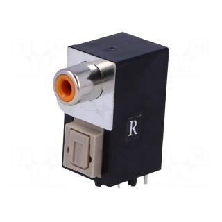 Connector: optical (Toslink) + RCA | with cover | angled 90° | THT