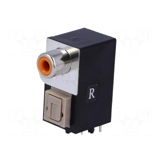 Connector: optical (Toslink) + RCA | with cover | angled 90° | THT
