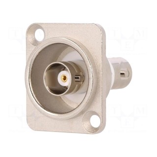 Coupler | BNC socket,both sides | insulated | 50Ω | silver | Series: FT