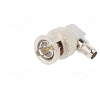 Plug | BNC | male | angled 90° | 75Ω | soldering,crimped | for cable