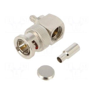 Plug | BNC | male | angled 90° | 75Ω | soldering,crimped | for cable | POM
