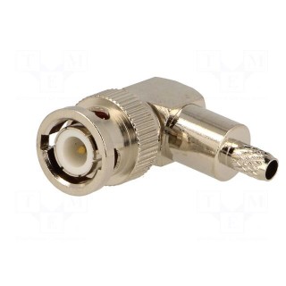 Plug | BNC | male | angled 90° | RG58 | crimped | for cable | Core: solid