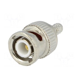 Plug | BNC | male | straight | 50Ω | crimped | for cable | delrin (POM)