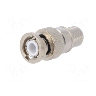 Plug | BNC | male | straight | 50Ω | RG213 | crimped | for cable | teflon