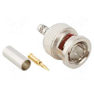 Plug | BNC | male | straight | 75Ω | crimped | for cable | POM | gold-plated