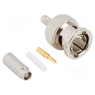 Plug | BNC | male | straight | 75Ω | crimped | for cable | PTFE | -65÷165°C