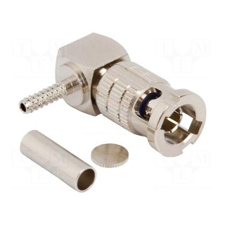 Plug | Micro BNC | male | angled 90° | 50Ω | Belden 83265,RG178,RG196