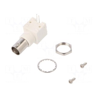Socket | BNC | female | angled 90° | THT | for panel mounting | PBT