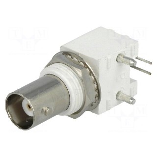 Socket | BNC | female | insulated | angled 90° | 50Ω | THT | gold-plated