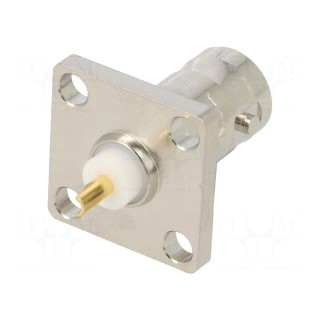 Socket | BNC | female | straight | 50Ω | soldering | flange (4 holes)