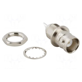 Socket | BNC | female | straight | 50Ω | soldering | PTFE | silver plated