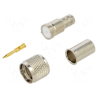 Plug | UHF mini | male | straight | soldering,crimped | for cable | PTFE