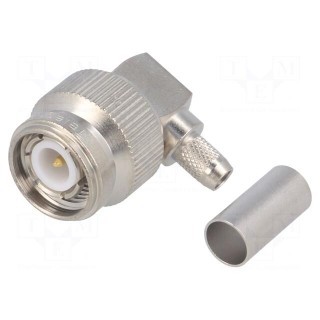 Plug | TNC | male | angled 90° | 50Ω | RG142,RG223,RG400 | for cable