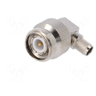 Plug | TNC | male | angled 90° | 50Ω | soldering,crimped | for cable