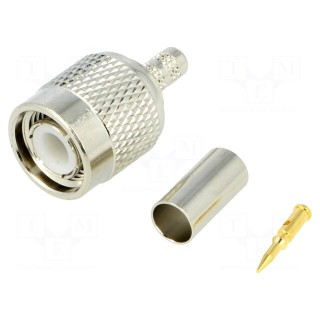 Plug | TNC | male | straight | 50Ω | crimped | for cable | POM | gold-plated