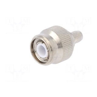 Plug | TNC | male | straight | 50Ω | crimped | for cable | PTFE