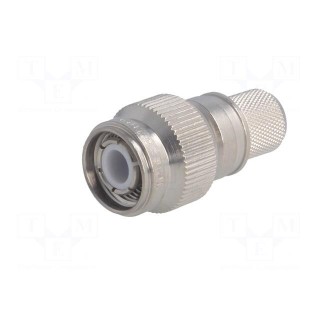 Plug | TNC | male | straight | 50Ω | RG214 | crimped | for cable | PTFE
