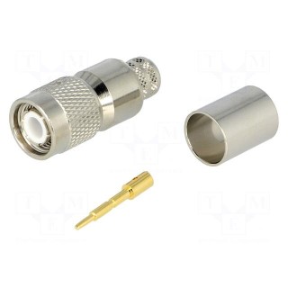 Plug | TNC | male | straight | 50Ω | soldering,crimped | for cable