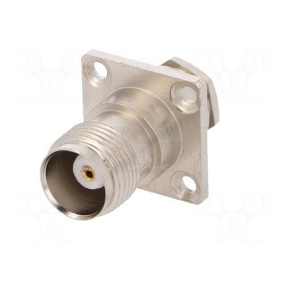 Socket | TNC | female | 50Ω | RG58 | clamp | for panel mounting | PTFE