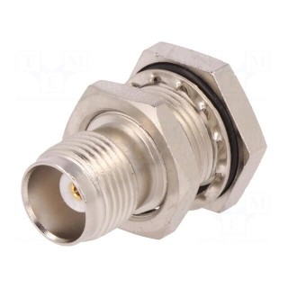 Socket | TNC | female | straight | 50Ω | crimped | PTFE | gold-plated