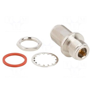 Coupler | N socket,both sides | straight | 50Ω | PTFE | gold-plated