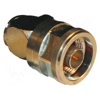 Plug | N | male | angled 90° | 50Ω | soldering,crimped | for cable | PTFE