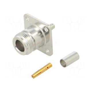 Socket | N | female | straight | 50Ω | crimped | PTFE | gold-plated