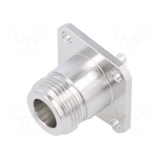 Socket | N | female | straight | 50Ω | soldering | PTFE | silver plated