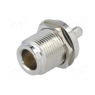 Socket | N | female | straight | RG58 | crimped | for panel mounting