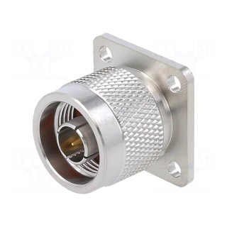 Socket | N | male | straight | 50Ω | soldering | PTFE | gold-plated