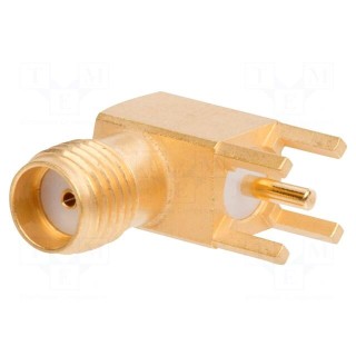 Plug | SMA | female | angled 90° | 50Ω | THT | for cable | PTFE | -65÷165°C