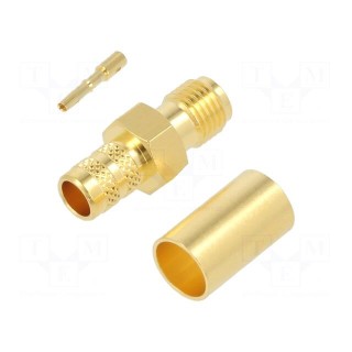 Plug | SMA | female | straight | 50Ω | soldering,crimped | for cable