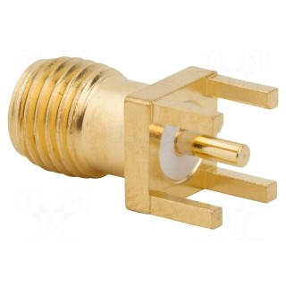 Plug | SMA | female | straight | 50Ω | THT | for cable | PTFE | gold-plated