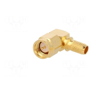 Plug | SMA | male | angled 90° | 50Ω | B9907,KX15,RG58C/U | for cable