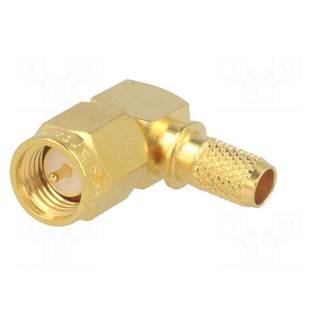 Plug | SMA | male | angled 90° | 50Ω | RG142,RG223,RG400 | for cable