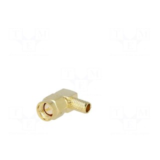 Plug | SMA | male | angled 90° | RG58 | crimped | for cable | gold-plated