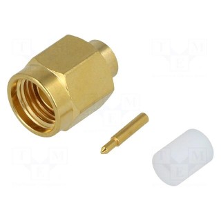 Plug | SMA | male | straight | 50Ω | RG402 | soldering | for cable | PTFE