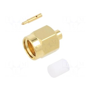 Plug | SMA | male | straight | 50Ω | soldering | for cable | PTFE