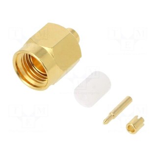 Plug | SMA | male | straight | 50Ω | soldering | for cable | PTFE