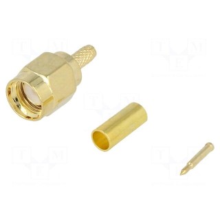 Plug | SMA | male | straight | RG174 | crimped | for cable | gold-plated