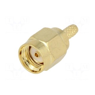 Plug | SMA | male | straight | RG174 | crimped | for cable | gold-plated